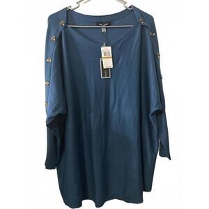 Cable & Gauge 3X Moroccan Blue Stretch Sweater